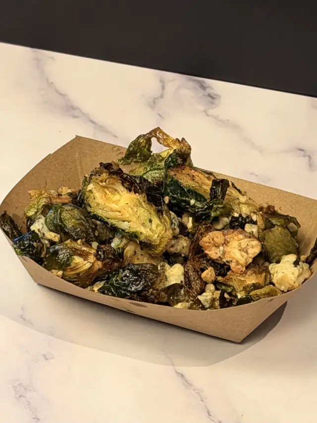Brussels sprout slaw with blue cheese and bacon