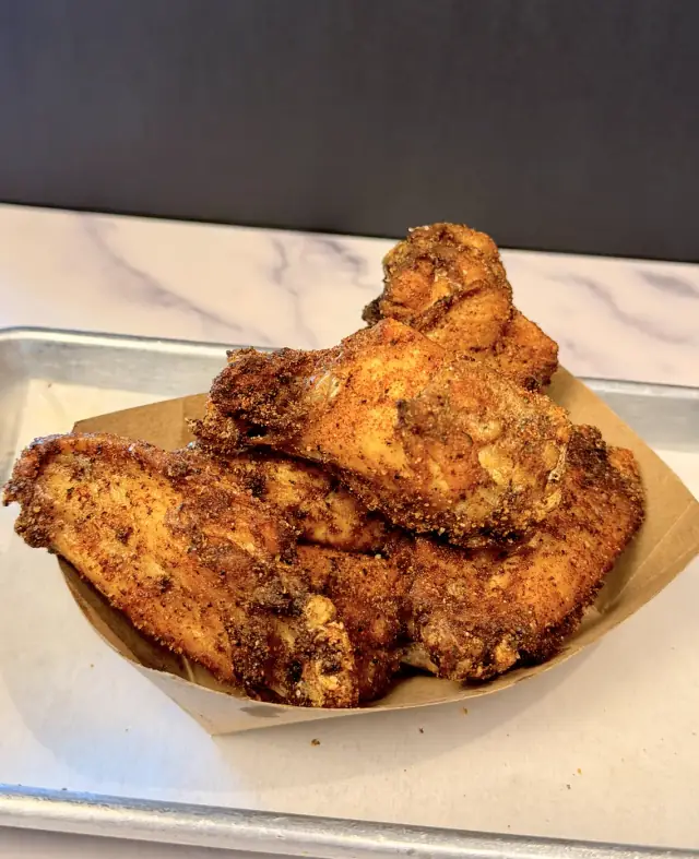 Dry rub smoked and fried chicken wings
